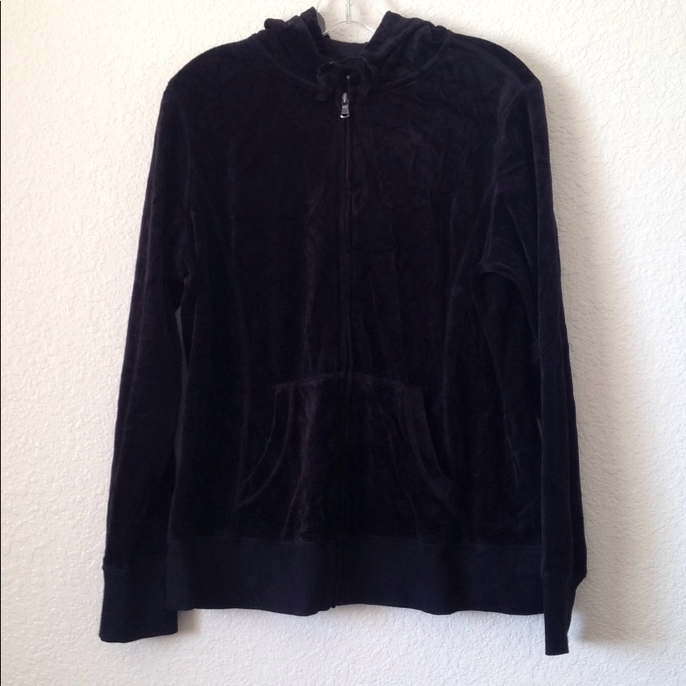 FINAL MARKDOWN Ladies' Tek Gear Black Velour Hooded Jacket large